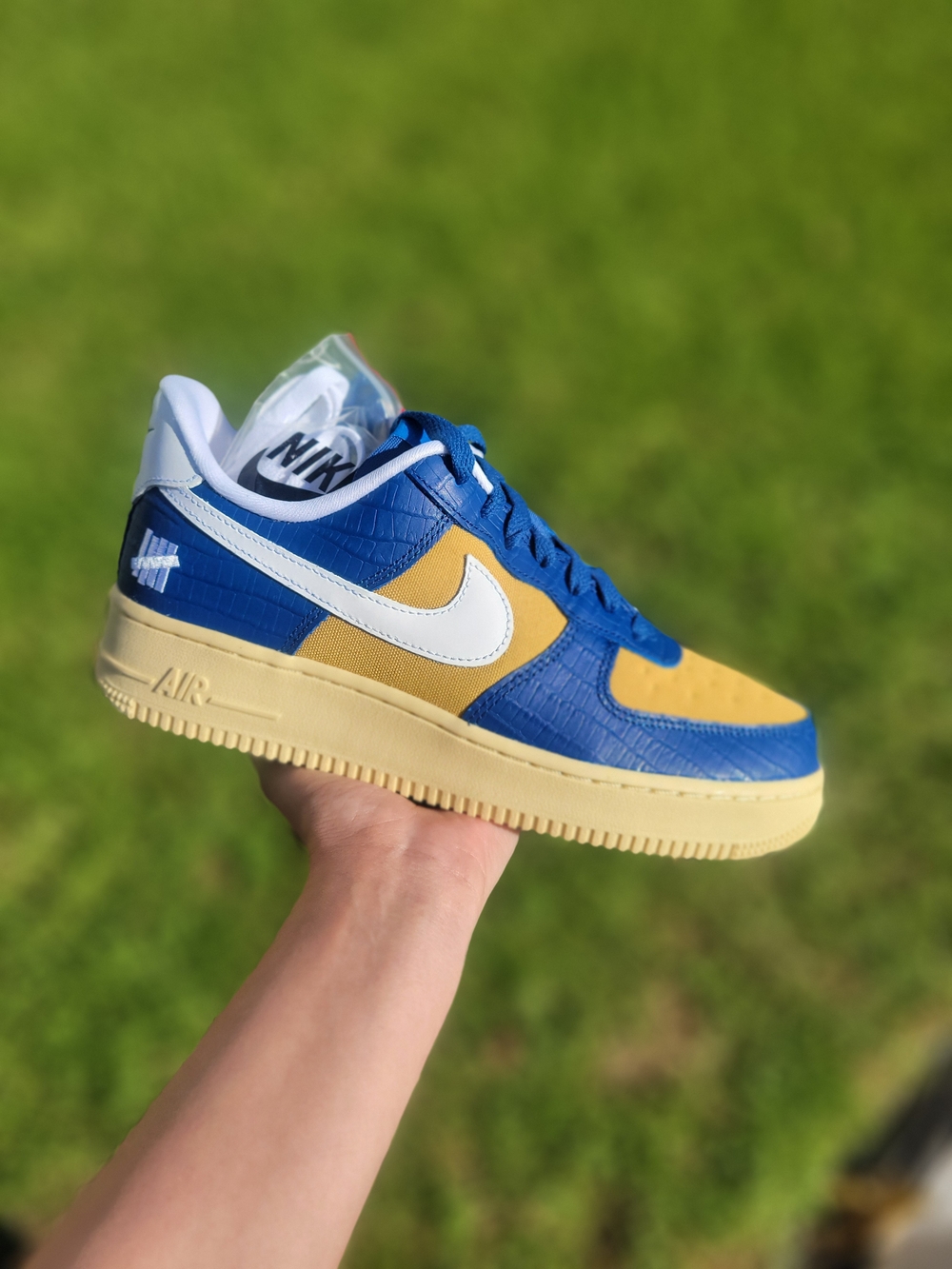 Nike X Undefeated Air Force 1 5 On It Blue Yelllow Croc 7 Men Sneakers AF1